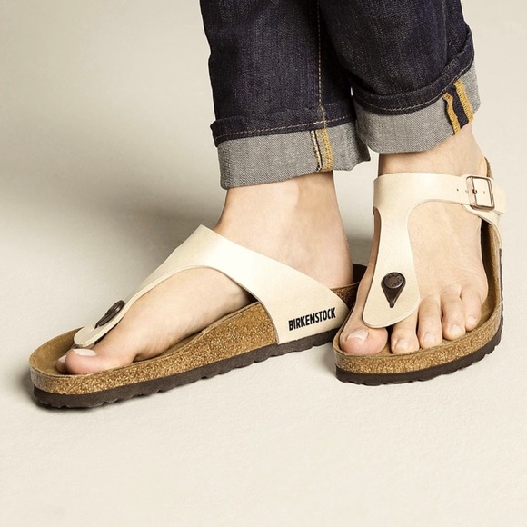 Birkenstock | Shoes | Birkenstock Womens Sz 38 Pearl White Gizeh Thong  Sandal | Poshmark
